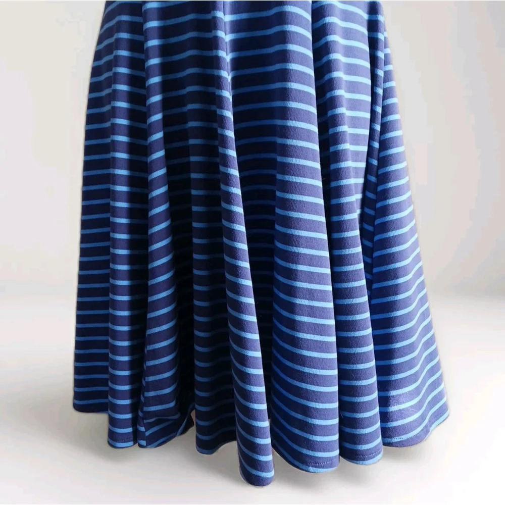 Peter Som Blue Stripe Sleeveless Fit and Flare Dress Size 10